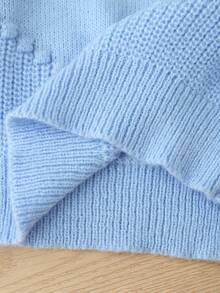 少女可爱休闲浅蓝色3D蝴蝶套头毛衣 毛衣 粉色毛衣 蓝色毛衣 蝴蝶毛衣 蓝色毛衣 毛衣 秋冬毛衣 手工毛衣 - 藍色 - 查看 7