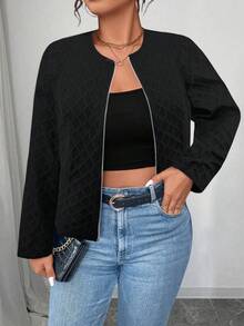 Elenzga Veste décontractée à fermeture éclair avant pour femmes grande taille