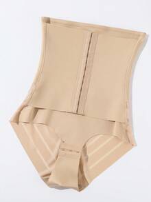 SHEIN 1 件女式高腰弹力收腹塑身裤 - 杏色 - 查看 3