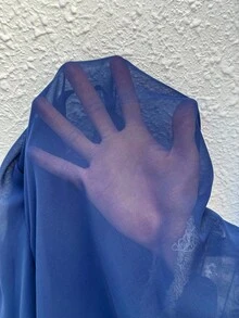 Weeklong 大码雪纺面料多层不对称交叉重叠不对称喇叭袖上衣+双层雪纺裤休闲度假通勤两件套 - 藍色 - 查看 8