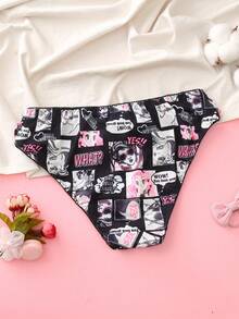 Girls' Fashion Printed Bow Decor Underwear Cartoon Underwear For Women Cute Panties For Women Teenage Girl Underwear Girl Panty Big Kids Floral Panties - Black - View 2