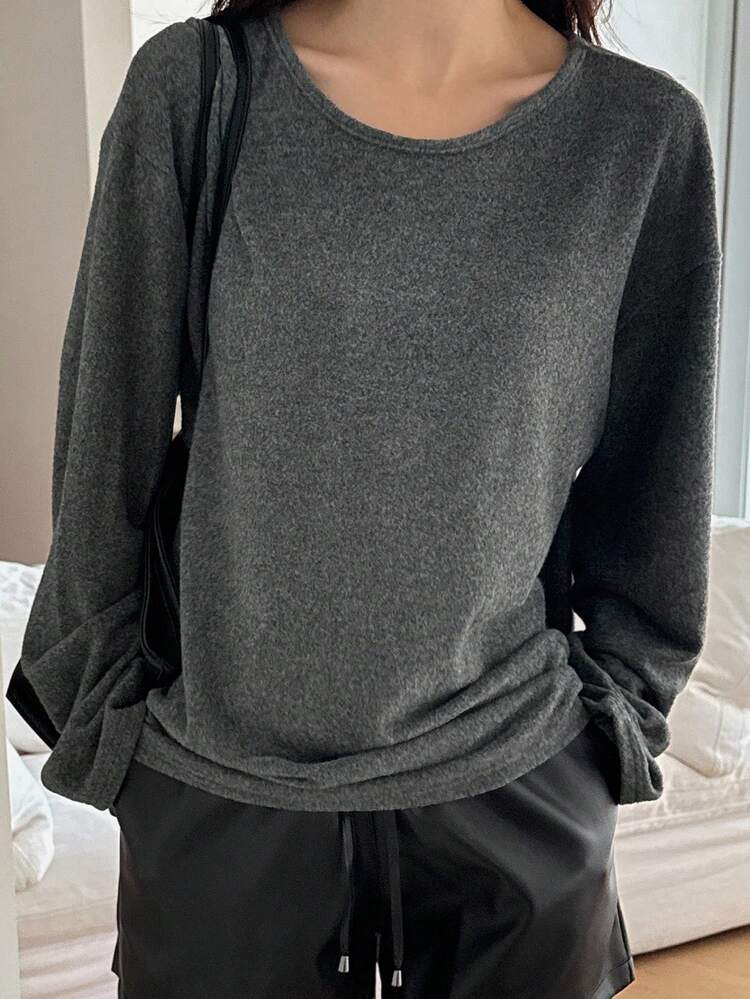 Women's Loose Fit Crew Neck Long Sleeve Basic Casual T-Shirt