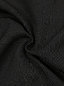 Claim Dot 男士黑色双腰带设计休闲直筒裤男士正装裤男士百褶裤男士阔腿裤男士高腰裤宽松裤，适合秋季，复古风 - 黑色 - 查看 7