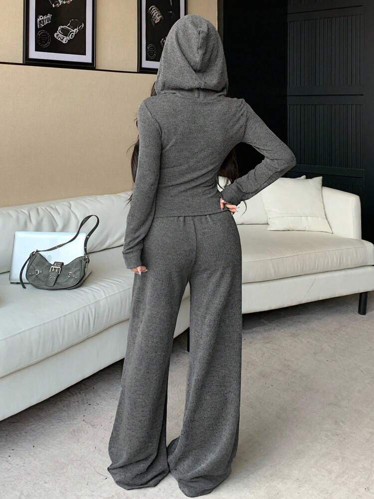 2pcs Women Hooded Top And Loose Fit Pants Set Tracksuits Women Set Lounge Sets For Women