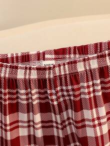 Teen Girls 2 Pieces Pajama Set, Butterfly & Plaid Print Milk Silk Black Long Sleeve Top And Loose Comfortable Plaid Pants, Back To School Fashion Fall Winter - Black - View 3