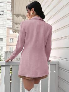 EURMUSE Women's Solid Color Lapel NeckLong Sleeve Double-Breasted Casual Blazer, Autumn