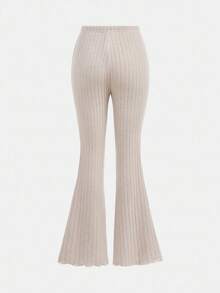 SHEIN Girlism Teen Girls Apricot Drawstring Asymmetric Hem Flared Sleeve T-Shirt And A Two Pieces Flared Pants Suit,Off Shoulder T-Shirt,Fall Girl Clothes,Comfortable T-Shirt Suit Winter - Apricot - View 8