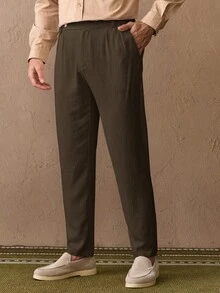 Manfinity NXTstreet Men's Casual Tapered Woven Suit Pants, Old Money - Olive Green - View 6