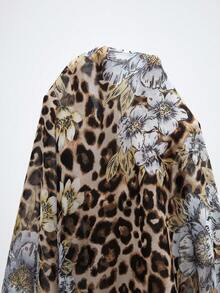 Aveloria GENKIRA Leopard Print & Floral Chiffon Long Sleeve Blouse For Women - Multicolor - View 7