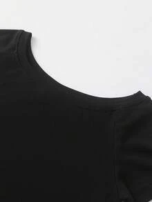 Sweetra 3 chiếc áo thun nữ mùa hè dáng ôm, hở vai, màu đen cơ bản, trắng, cà phê, kiểu vai lệch. - màu đen - Xem 6