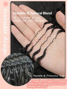 Boho Braids 100%真人发丝，水波纹钩编发，羽毛线钩编发辫，沙龙级丝滑无缝隐形自然黑色，适合发量较少的女性，微预环钩编真人发接发 - Natural Black - 查看 5