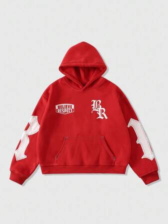 Street Life Men's Loose Fit Graphic Print Hoodie, Retro Street Style, Fall