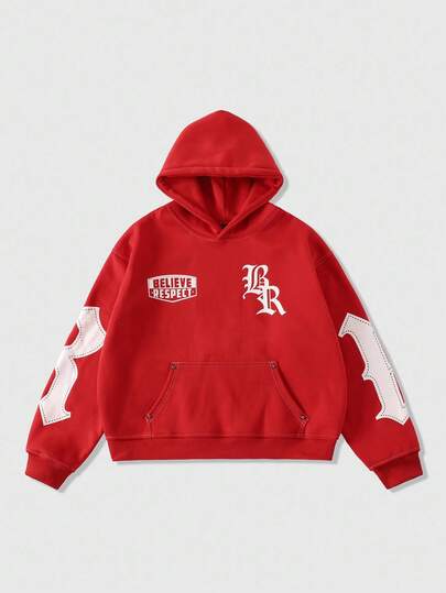 Street Life Sudadera con capucha de corte holgado con estampado gráfico para hombre, estilo callejero retro, otoño