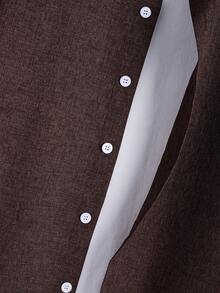 Calvornis 男士休闲通勤纯色纽扣衬衫纽扣男士衬衫休闲男士休闲衬衫男士漂亮衬衫男士设计师衬衫，秋季 - 咖啡棕 - 查看 4