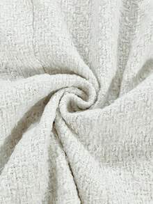 Xyvia 女式粗花呢立领收腰小蘑菇扣设计常规版型简约商务休闲优雅通勤风格西装外套，专业办公室穿着，秋冬 - 白色 - 查看 7