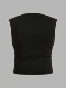 Auralis Bộ 3 áo tank top mùa hè cơ bản màu trơn, dáng ôm, cỡ lớn, cổ đứng nhỏ và có chi tiết xếp ly. - Nhiều màu - Xem 5