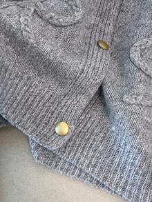 Regalyn New Women Autumn/Winter Single Piece Heavy Embroidered Bow Design Delicate Metal Button Sweater Cardigan, Sweet Elegant Elegant For Dates