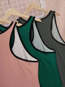 Plus Size Summer Casual Contrast Trim Sleeveless Nightgown Women Tank Tops Sleeveless Shirts For Women Women Tank Top Women Tops Tank Tops For Women - Multicolor - View 4