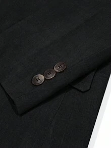 Calvornis 男士纯色翻领长袖休闲商务西装外套优雅燕尾服男士婚礼黑色西装新郎西装，老款风格 - 黑色 - 查看 4