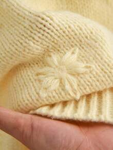 CosyJoli 大码女式休闲纯色圆领长袖套头毛衣针织毛衣黄色毛衣秋冬女装 - 米色 - 查看 6