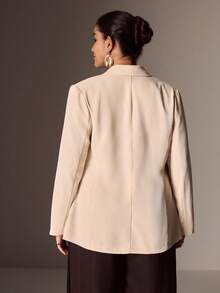 Juhart Plus Size Tall Women's Blazer Jacket, Versatile For Commuting And Casual Wear Winter Fall Autumn - Apricot - View 2