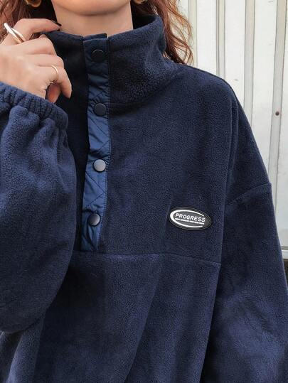 FRIFUL Women's Loose Fit High Neck Sweatshirt With Front Logo Print, Thick Thermal Lining, Autumn