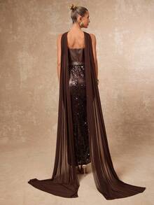 Lumalex 1 pièce Robe moulante  froncée à la taille avec ceinture et perles