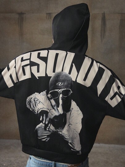 AXEPEAK Sudadera casual de manga larga con caída de hombros y ajuste holgado, con estampado gráfico en la espalda, de felpa, para otoño e invierno