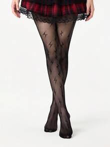 ROMWE Goth Medias de red para mujer - Negro - Ver 5