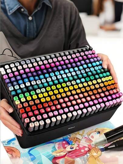 SHEIN 1 Set Alkohol-basierte Pinselmarker, Dual-Tip Kunstmarker für Künstler, Skizzieren, Ausmalen, Hervorheben, Illustration, Anime-Design, Pinselstift-Set, Marker, Anime, Alkohol-Marker, Taba Squishy, Feutre, Alkohol-basierte Marker, Alkohol-Marker, Marker, Alkohol-Marker Pinsel, Alkohol-Marker, Alkohol-Marker Pinsel, Marker