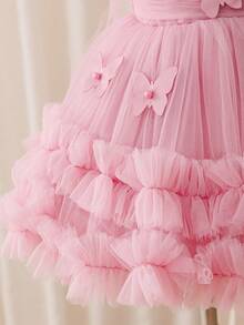 Glamorique Kids Toddler Girls' Cute Tulle Puff Skirt With Bow & Pearl Decor, Birthday Party Holiday Dance Princess Dress Fall Winter