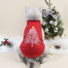 PETSIN 1pc Christmas Red Christmas Tree Print Pet Vest - Red - View 3