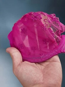 EmpressEnvy Women's Sexy Lace Spaghetti Strap Embroidered Wireless Bra - Purple - View 8