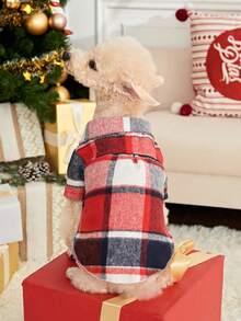 PETSIN 1pc Christmas Checkered Mixed Color Pet Shirt