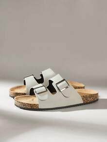 Solecia أحذية رجالية مسطحة بنعل مستدير وشريطي إغلاق بالخطاف والحلقة، مريحة وملائمة للاستخدام اليومي والحفلات والتنقل، متعددة الاستخدامات وعصرية - رمادي - مشاهدة 1