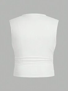 Auralis Bộ 3 áo tank top mùa hè cơ bản màu trơn, dáng ôm, cỡ lớn, cổ đứng nhỏ và có chi tiết xếp ly. - Nhiều màu - Xem 9