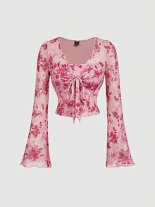 SHEIN MOD 2pcs Women Casual Long Sleeve Top And Fitted Skirt Set,Fall Clothes For Women,Elegant Going Out Outfit - Pink - View 6