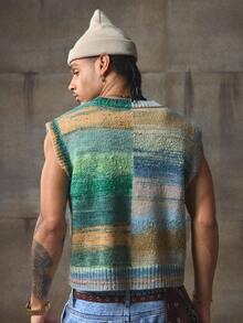 AXEPEAK Gilet smanicato in maglia colorata da uomo, autunno inverno