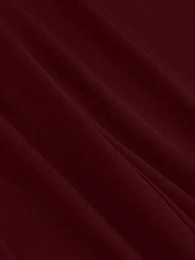 EMERY ROSE Plus Size Pleated Detail Versatile Office Pants - Burgundy - View 5