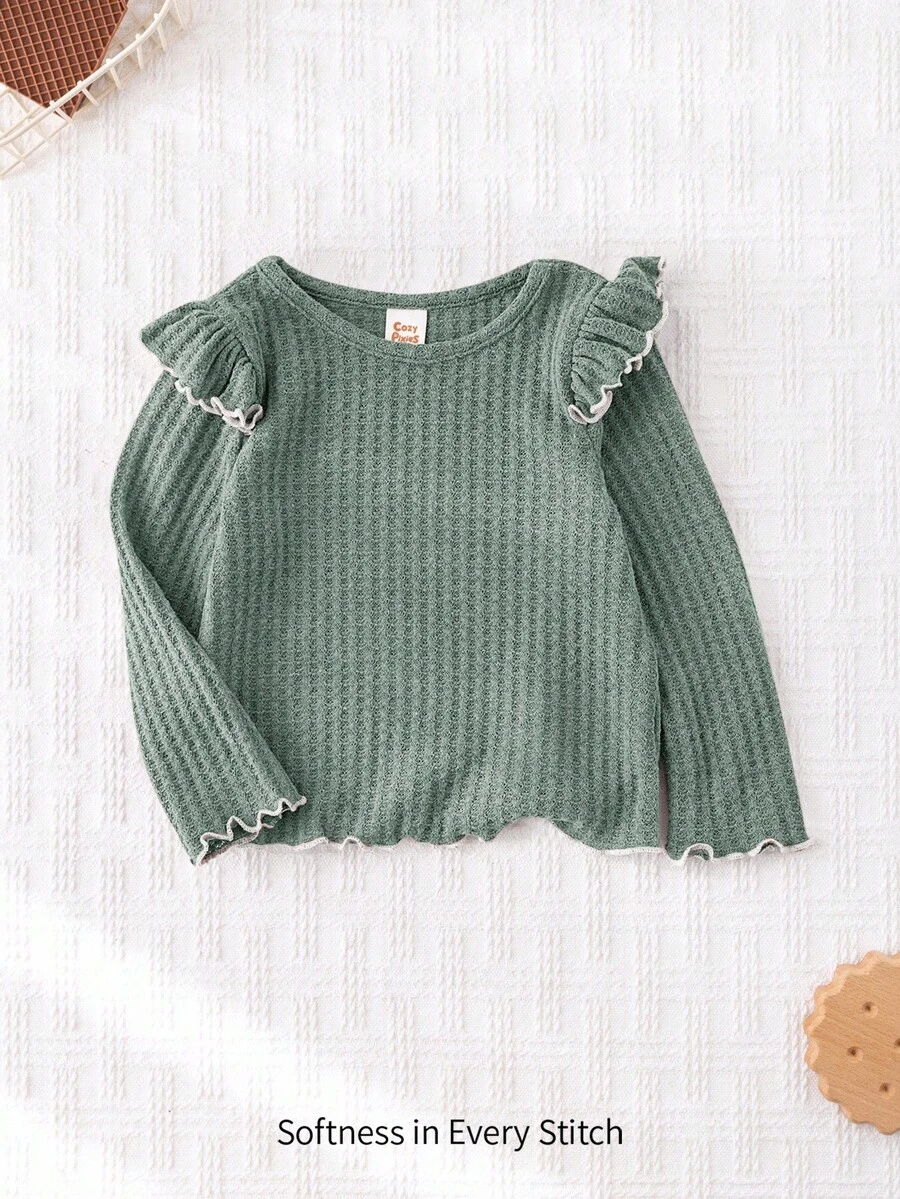Cozy Pixies Maglioncino a girocollo in maglia morbida a tinta unita, manica lunga, per bambina