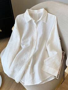 INAWLY Women's Fashionable Loose Thin Open Back Tie Cuff Long Sleeve Plus Size Blouse, Spring/Summer