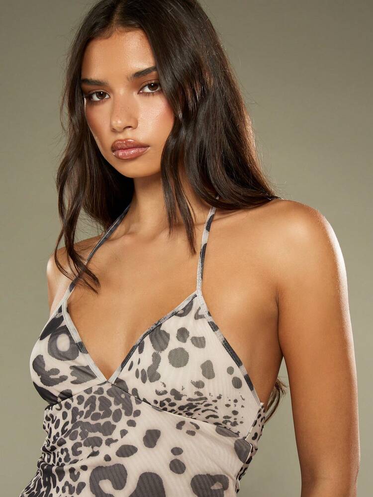 MISSGUIDED Top caraco dos nu à imprimé animal