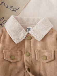 SHEIN Baby Boy Casual Flap Pocket Thermal Lined Jacket, Suitable For Autumn/Winter Fall