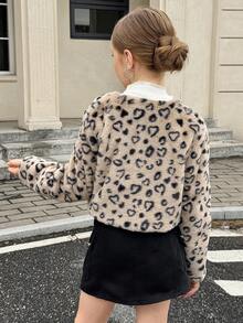 Tween Girls Fashionable Cute Printed Fleece Coat Fall Winter - White - View 3
