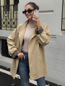 DAZY معطف كاجوال للنساء من قطع ملونة، جاكيت خريفي