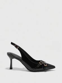 CUCCOO BIZCHIC 女士尖头高跟鞋，性感细高跟鞋，户外/通勤/派对/婚礼/办公室鞋，黑色 - 黑色 - 查看 2