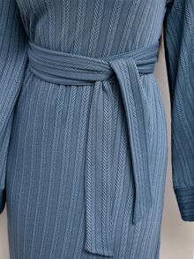 Veilorie Women's Elegant Commuter Solid Color Bell Sleeve Extra Long Abaya Dress