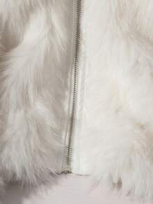 Franclia Women's Simple And Fashionable White Plush Coat Lapel PU Splicing Plush White Coat Long Sleeve Women's Winter Coat Women's Jacket, Autumn Women's Clothing Autumn Clothing Autumn Clothing Autumn Clothing Women's Clothing Autumn Clothing Women's Clothing Going Out Winter Women's Clothing Winter Clothing Elegant Fashion Casual Commuting Business Office Daily Leisure Versatile Temperament Urban Teacher Professional Clothing - White - View 5