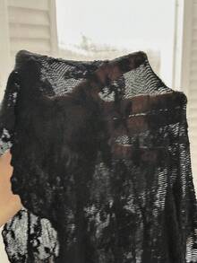 SHEIN Serisse Kids Váy ren đen dài tay cho bé gái tuổi teen, phù hợp cho những dịp trang trọng như dạ hội, tiệc tùng, ngày lễ và tiệc trà - màu đen - Xem 8