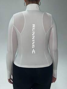 Rhythm Era Plus Size Women's Stand Collar Raglan Sleeve Fitted Athletic Jacket - White - View 2